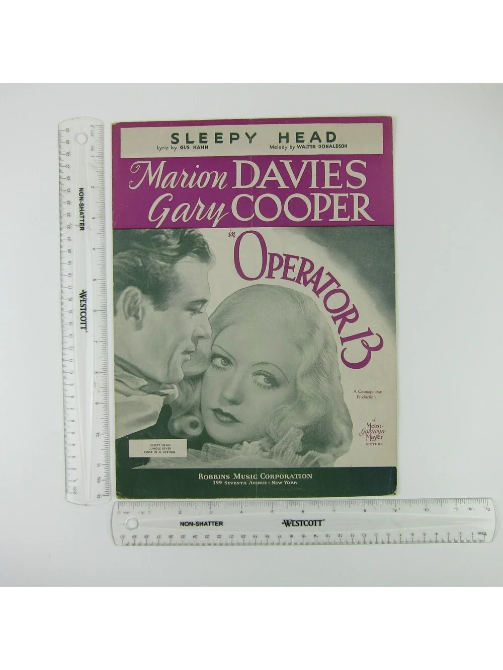 Sheet Music Sleepy Head Operator 13 Marion Davies Gary Cooper Vintage 1934